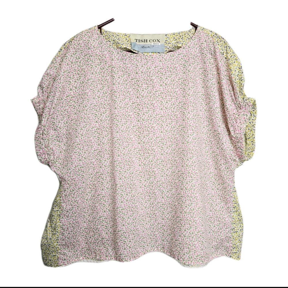 Tish Cox Kloe Yellow and Pink Rose Bud Print Sz S